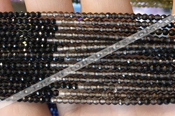 CTG2242 15 inches 2mm faceted round natural smoky quartz beads