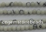 CTG250 15.5 inches 2mm round tiny white howlite turquoise beads