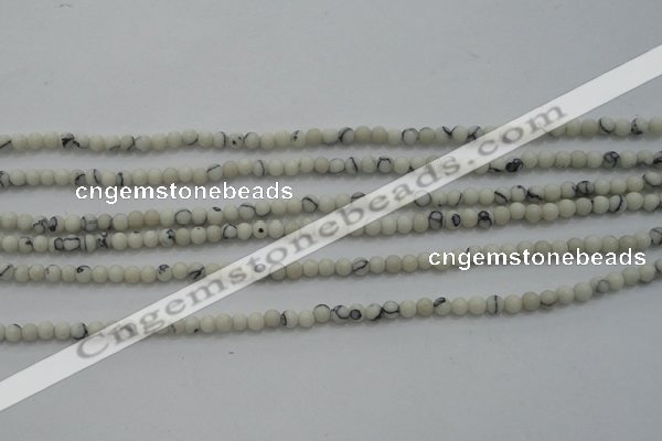 CTG250 15.5 inches 2mm round tiny white howlite turquoise beads