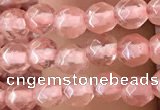 CTG2501 15.5 inches 4mm faceted round cherry quartz beads