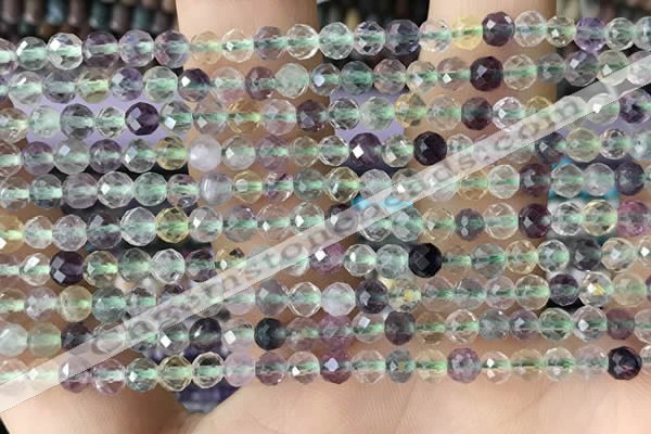 CTG2509 15.5 inches 4mm faceted round fluorite beads wholesale