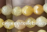 CTG2517 15.5 inches 4mm faceted round yellow jade beads