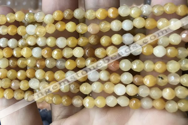 CTG2517 15.5 inches 4mm faceted round yellow jade beads