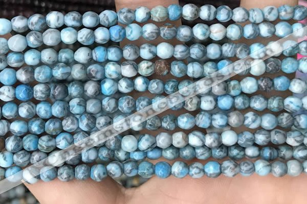 CTG2535 15.5 inches 4mm faceted round blue crazy lace agate beads