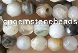 CTG2537 15.5 inches 4mm faceted round bamboo leaf agate beads