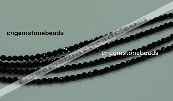 CTG29 15.5 inches 2mm faceted round black agate beads wholesale