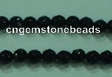 CTG31 15.5 inches 4mm faceted round black agate beads wholesale