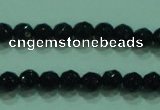 CTG31 15.5 inches 4mm faceted round black agate beads wholesale