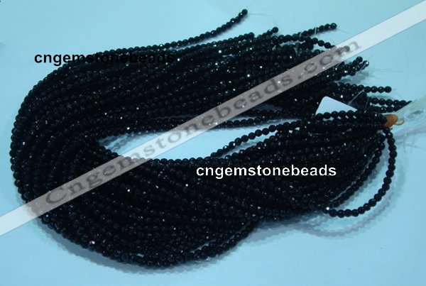 CTG31 15.5 inches 4mm faceted round black agate beads wholesale