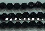 CTG32 15.5 inches 6mm faceted round black agate beads wholesale