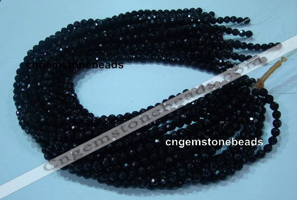 CTG32 15.5 inches 6mm faceted round black agate beads wholesale