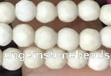 CTG3545 15.5 inches 4mm faceted round white fossil jasper beads