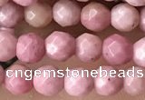 CTG3553 15.5 inches 4mm faceted round pink wooden jasper beads