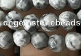 CTG3559 15.5 inches 4mm faceted round grey picture jasper beads