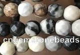 CTG3563 15.5 inches 4mm faceted round black picasso jasper beads