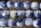 CTG3572 15.5 inches 4mm faceted round blue spot stone beads