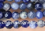 CTG3573 15.5 inches 4mm faceted round sodalite beads wholesale