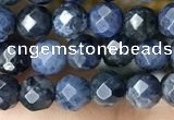 CTG3574 15.5 inches 4mm faceted round dumortierite beads