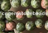 CTG3579 15.5 inches 4mm faceted round unakite beads wholesale