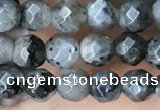 CTG3586 15.5 inches 4mm faceted round black labradorite beads