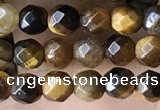 CTG3588 15.5 inches 4mm faceted round yellow tiger eye beads