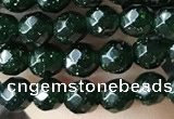 CTG3591 15.5 inches 4mm faceted round green goldstone beads