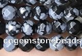 CTG3595 15.5 inches 4mm faceted round snowflake obsidian beads