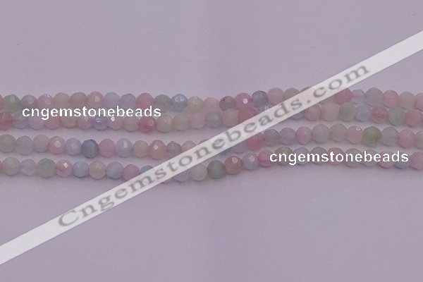 CTG505 15.5 inches 4mm faceted round tiny morganite beads