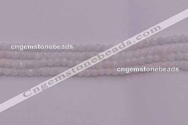 CTG506 15.5 inches 4mm faceted round tiny white moonstone beads