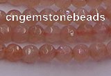 CTG507 15.5 inches 4mm faceted round tiny peach moonstone beads