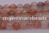 CTG508 15.5 inches 4mm faceted round tiny rainbow moonstone beads