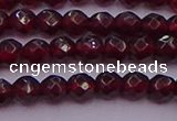 CTG510 15.5 inches 4mm faceted round tiny red garnet beads