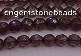 CTG511 15.5 inches 4mm faceted round tiny smoky quartz beads