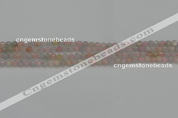 CTG551 15.5 inches 4mm faceted round tiny morganite beads