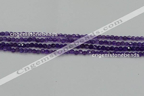 CTG553 15.5 inches 4mm faceted round tiny amethyst beads