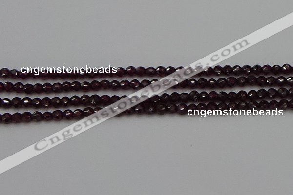 CTG555 15.5 inches 4mm faceted round tiny purple garnet beads