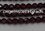 CTG556 15.5 inches 4mm faceted round tiny red garnet beads