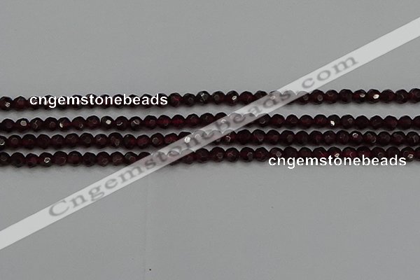 CTG556 15.5 inches 4mm faceted round tiny red garnet beads