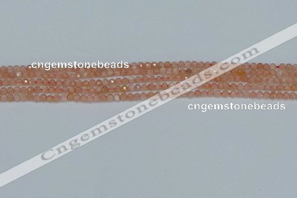 CTG607 15.5 inches 3mm faceted round peach moonstone beads