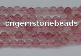 CTG625 15.5 inches 2mm faceted round strawberry quartz beads