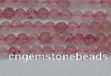 CTG626 15.5 inches 3mm faceted round strawberry quartz beads