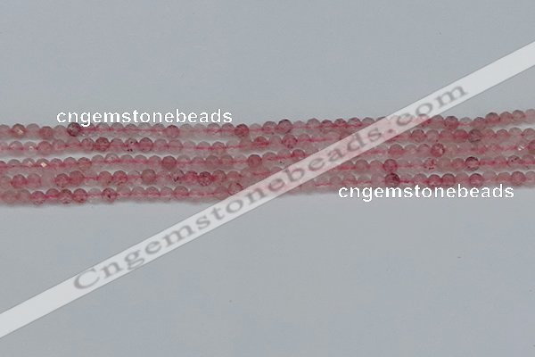 CTG626 15.5 inches 3mm faceted round strawberry quartz beads