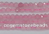 CTG636 15.5 inches 3mm faceted round Madagascar rose quartz beads