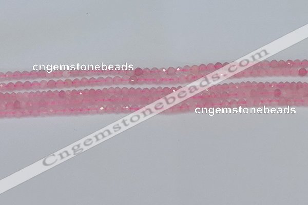 CTG636 15.5 inches 3mm faceted round Madagascar rose quartz beads