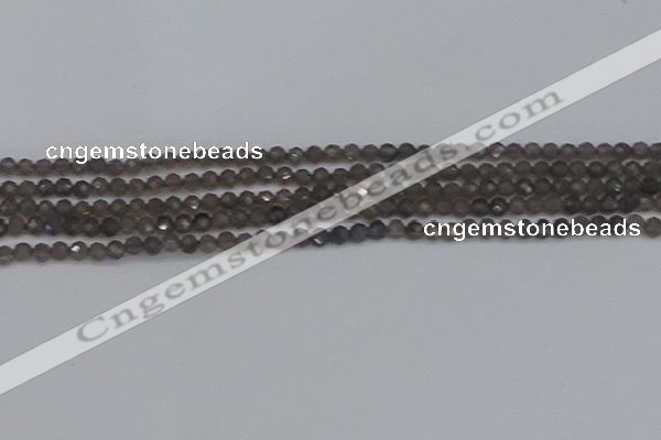 CTG639 15.5 inches 2mm faceted round smoky black obsidian beads