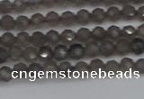 CTG640 15.5 inches 3mm faceted round smoky black obsidian beads
