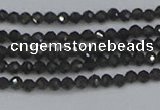 CTG641 15.5 inches 2mm faceted round golden black obsidian beads