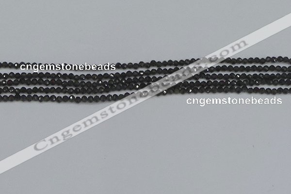 CTG641 15.5 inches 2mm faceted round golden black obsidian beads