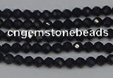 CTG643 15.5 inches 2mm faceted round black tourmaline beads