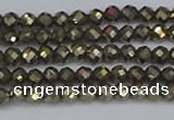 CTG646 15.5 inches 3mm faceted round golden pyrite beads